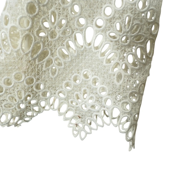 Nicholas One Shoulder Dress White Embroidered Eyelet Long Sleeves Polyester - Picture 4 of 16